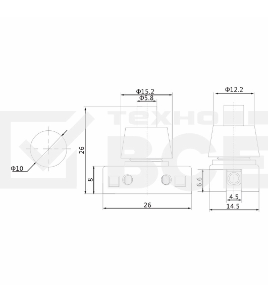 Выключатель-кнопка 250V 2А (2с) ON-OFF белый (для настольной лампы) Rexant