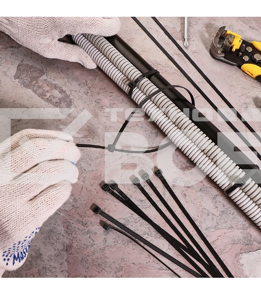 Хомут-стяжка кабельная нейлоновая Rexant 400 x4,8 мм, черная, упаковка 100 шт.