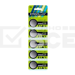 Батарейка литиевая Ergolux CR2032 BL-5 (CR2032-BP5, 3V) (5 шт. в уп-ке)