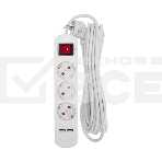 Удлинитель STANDARD 3 гнезда, 5м, 3х1,0мм², с/з, с выключателем, 2 USB, белый Rexant, фото2