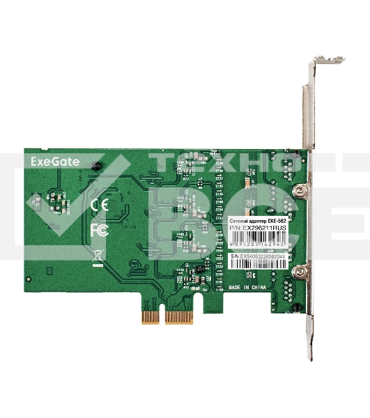 Сетевой адаптер ExeGate EXE-564 (PCI-E x1 v2.0, 4xRJ45, UTP 10/100/1000Mbps, Realtek Chipset RTL8111H+ASM1184e)