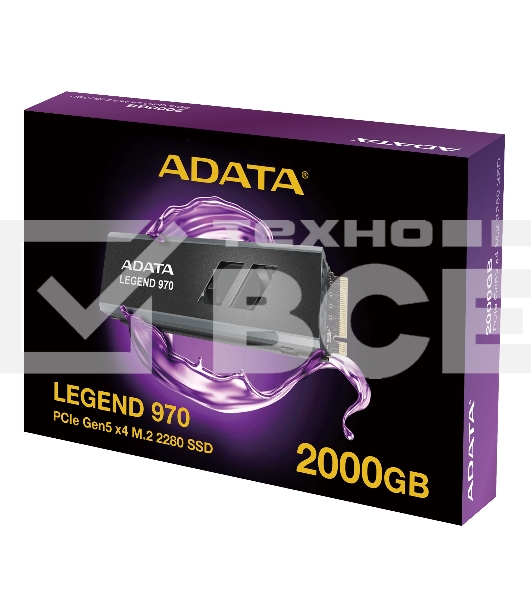 Накопитель SSD ADATA LEGEND 970, 2Tb, PCIe 5.0 x4, M.2 2280, NVMe, R/W 10000/10000, с радиатором