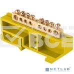 Шина нулевая N 6х9 8 отвер. латунь желт. изолятор на DIN-рейку PROxima EKF sn0-63-08-dz, фото 1