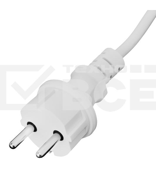 Шнур сетевой Energy Series, ПВС, 3 м, 2х1,5 мм, с неразборной вилкой, белый Denzel