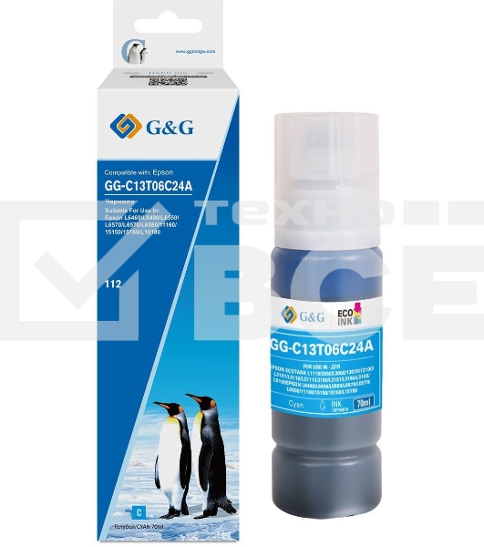 Чернила G&G GG-C13T06C24А №112 голубой70мл для Epson L6550/6570/11160/15150/15160