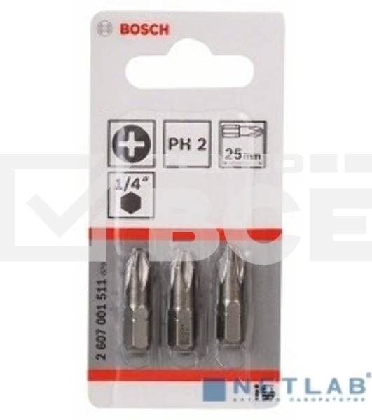 Набор бит Bosch Extra-Hart (2607001511) (3пред.) для шуруповертов