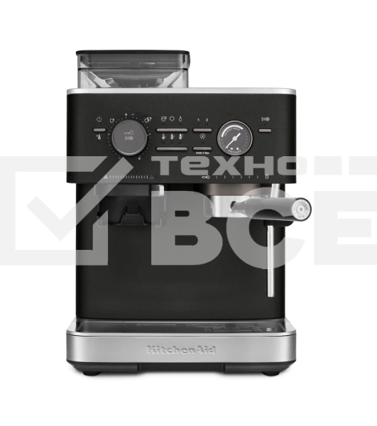 Полуавтоматическая кофемашина KitchenAid 5KES6551EBK, давление 15 бар, 15 уровней помола, объем резервуара для воды 2.5 л, автоматический капучинатор, одновременное приготовление двух чашек, индикатор наличия зерен, индикация уровня воды, черный чугун