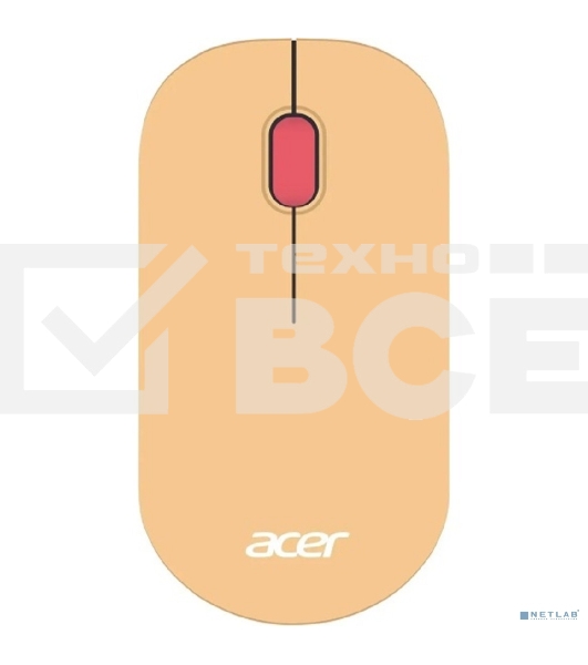 Мышь беспроводная Acer OMR205 бежевый/розовый, 1200 dpi, радиоканал, USB, кнопки - 3