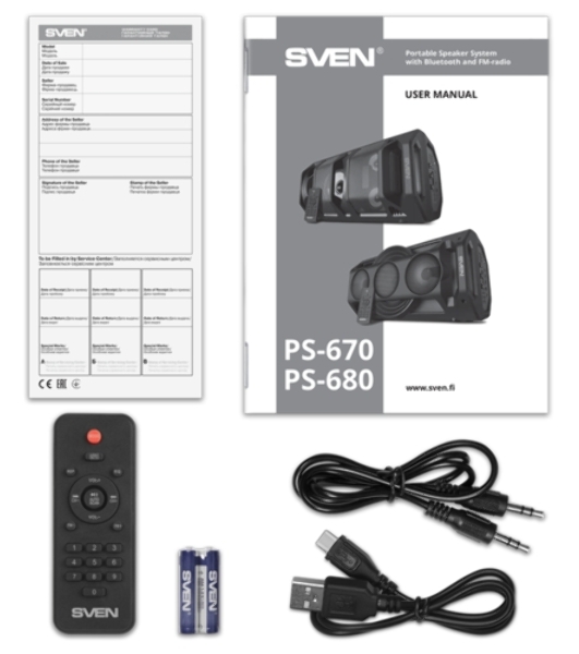 Колонка портативная SVEN АС PS-680 черный 65W 1.0 BT
