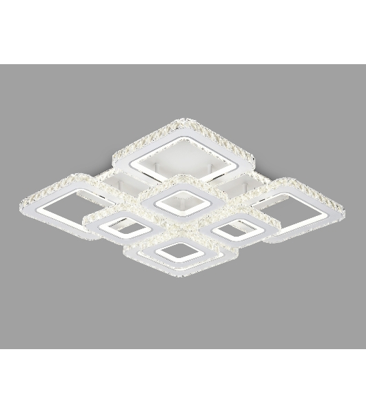 Управляемый светодиодный светильник Ambrella light FA1737/4+4 WH/CH белый/хром 215W 3000K/4200K/6400K 720*720*120 (ПДУ РАДИО 2.4G)
