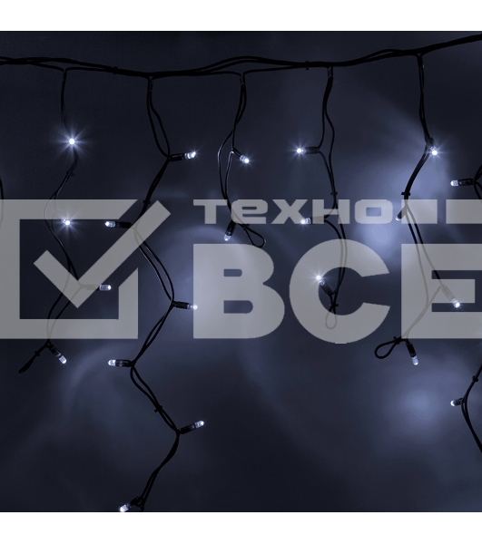 Гирлянда Айсикл (бахрома) светодиодный, 3,2 х 0,9 м, черный провод 