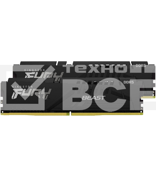 Оперативная память Kingston Fury Beast, DDR5, 32GB (2x16GB), 5200MHz, CL40, DIMM, радиатор, чёрный
