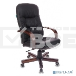 Кресло руководителя Бюрократ T-9908/WALNUT черный, кожа, крестовина металл, фото4