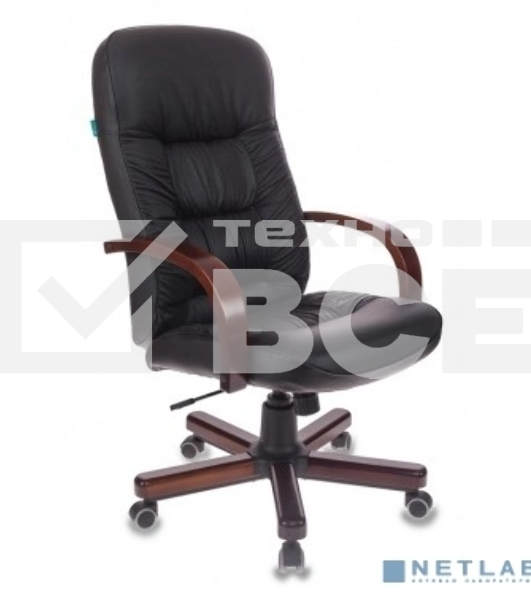 Кресло руководителя Бюрократ T-9908/WALNUT черный, кожа, крестовина металл