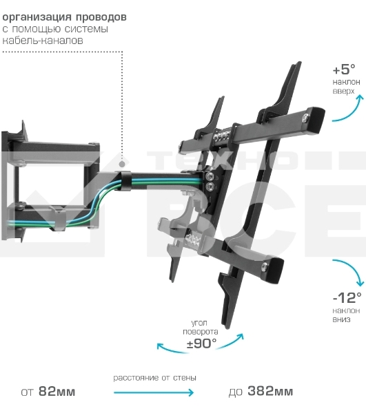 Кронштейн для телевизора Kromax CORBEL-8, 32'-75', макс. 55кг, настенный, серый