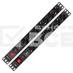 Блок розеток с сетевым фильтром (Surge Protect), защитой от перегрузки и разъемом подключения C14 ExeGate ServerPro PDU-19H702 Al-7S-C14-SW-O-SPD1 (19', 1U, Алюминий, 7 Schuko, C14, защита от перегрузки, SPD1, черный, RTL), фото5