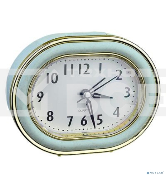 Часы-будильник Perfeo Quartz 'PF-TC-017', овальные 10,5*12,5 см, подсветка, зелёные