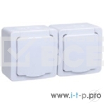 Розетка двухместная с з/к с крышкой для открытой установки РСб22-3-ГПБб IP54 серия 