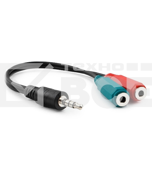 Кабель аудио сигнала Gembird Jack3.5 4pin->Jack3.5 стерео + 3.5 микрофон моно, длина 20с, черный