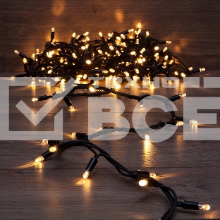 Гирлянда модульная «Дюраплей LED» 10 м, 200 LED, черный каучук, цвет свечения теплый белый NEON-NIGHT