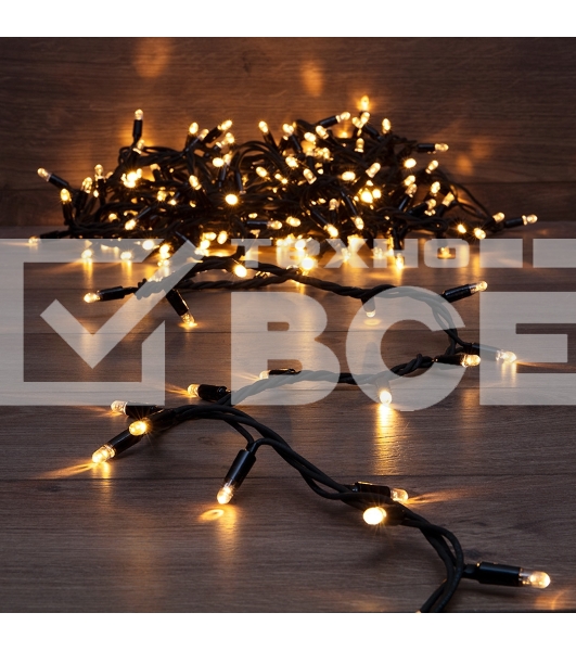 Гирлянда модульная «Дюраплей LED» 10 м, 200 LED, черный каучук, цвет свечения теплый белый NEON-NIGHT