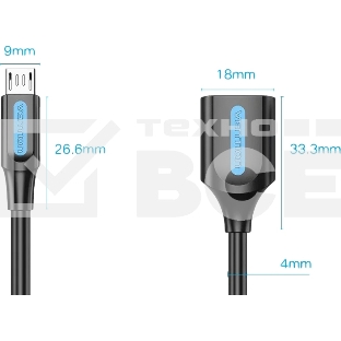 Адаптер переходник Vention OTG USB 2.0 AF/micro B 5pin - 0.15м