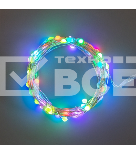 Гирлянда Роса 10м, 100LED, RGB, IP44, на батарейках 3хАА, с пультом 44 режима NEON-NIGHT