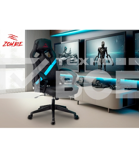 Кресло игровое Zombie DRIVER черный, эко.кожа, с подголов. крестовина пластик