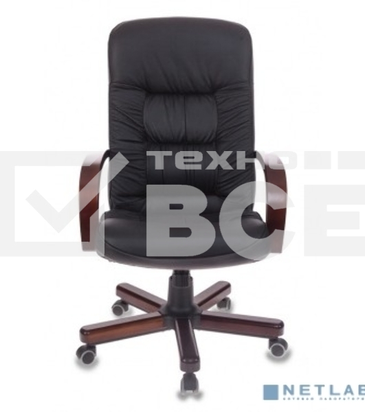 Кресло руководителя Бюрократ T-9908/WALNUT черный, кожа, крестовина металл