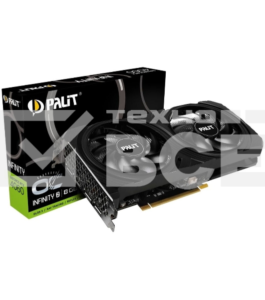 Видеокарта Palit RTX4060 INFINITY 2 OC NVIDIA GeForce RTX 4060 8Gb 128bit PCI-E 4.0 GDDR6 1830/17000 HDMIx1 DPx3 HDCP Ret