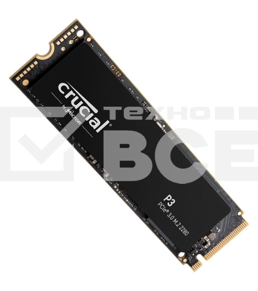 Накопитель SSD Crucial P3, 500Gb, M.2 2280, PCIe 3.0 x4, NVMe, R/W 3500/1900