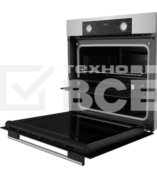 Встраиваемый духовой шкаф Kuppersberg HF 610 BX 60 см, 80 л, 10 режимов, эмаль легкой очистки, поворотные переключатели, телескопические направляющие на 1 уровне, черный - нержавеющая сталь