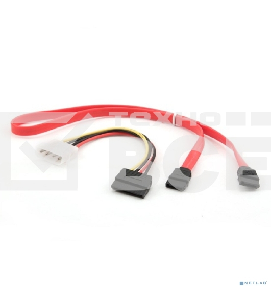 Комплект кабелей SATA Cablexpert CC-SATA-N, интерфейсный (48 см) 7pin/7pin и питания (15 см) 4pin/15pin, медь, пакет