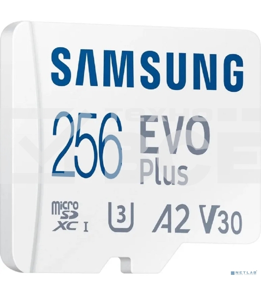 Флеш карта microSDXC 256Gb Samsung EVO Plus Class 10, A2, V30, UHS-I (U3), W 90 МБ/с, R 160 МБ/с, MB-MC256SA/KR адаптер на SD