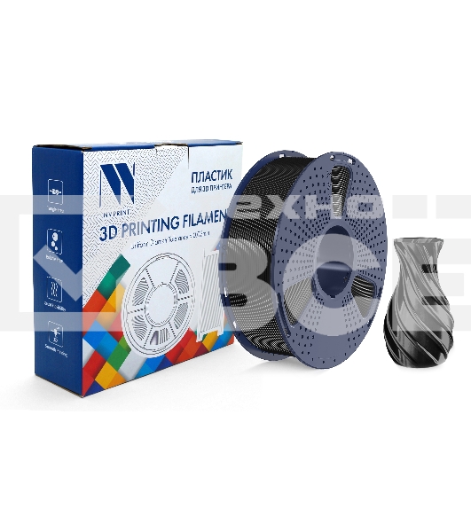 Филамент NVPrint TPU Silk Black для 3D печати диаметр 1.75мм длина 330 метров масса 1 кг