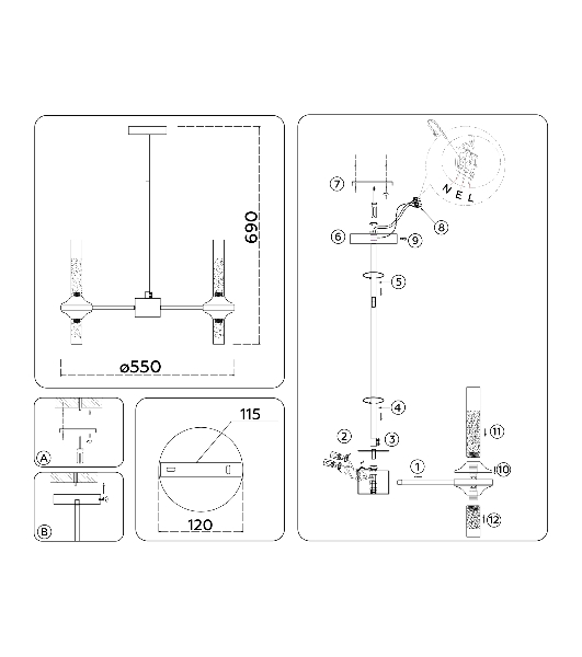 Люстра Ambrella light LH55358/10 BS/CL латунь/прозрачный G9/10 max 30W D550*690