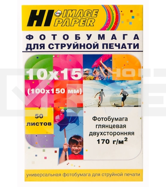 Фотобумага глянцевая двусторонняя (Hi-image paper) 10x15, 170 г/м, 50 л.