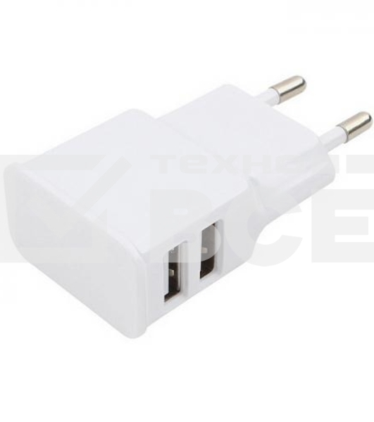 Адаптер питания Cablexpert MP3A-PC-11 100/220V - 5V USB 2 порта, 2.1A, белый