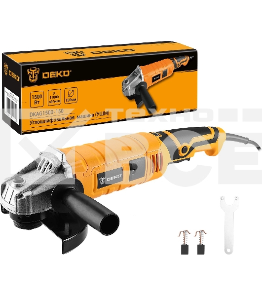 Угловая шлифовальная машина Deko DKAG1500-150 1500Вт 11000об/мин рез.шпин.:M14 d=150мм