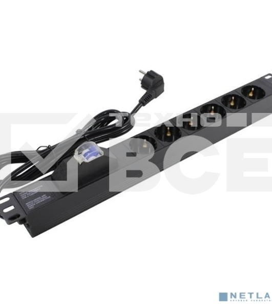 Блок розеток горизонтальный ExeGate ServerPro PDU-19H610 Al-6S-EU2.5-1P, 19