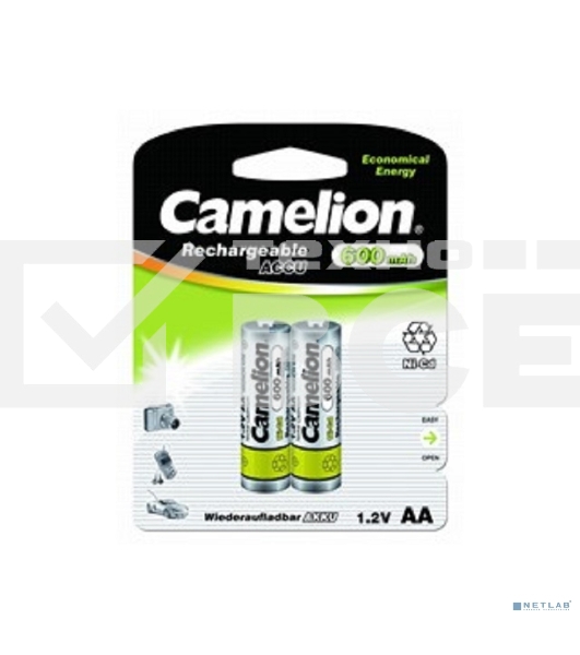 Аккумулятор Camelion AA- 600 mAh Ni-Cd BL-2 (NC-AA600BP2, аккумулятор,1.2В)