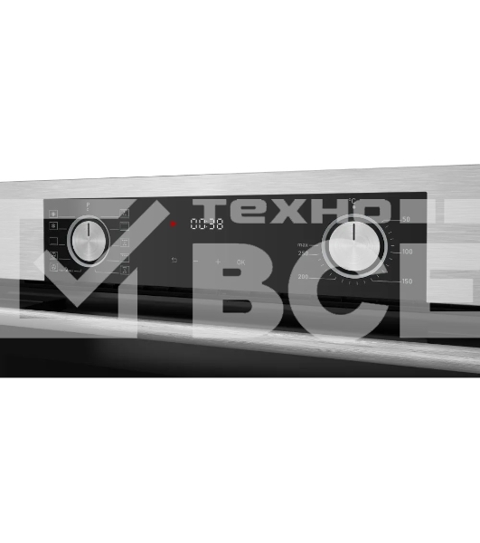 Встраиваемый духовой шкаф Kuppersberg HF 610 BX 60 см, 80 л, 10 режимов, эмаль легкой очистки, поворотные переключатели, телескопические направляющие на 1 уровне, черный - нержавеющая сталь
