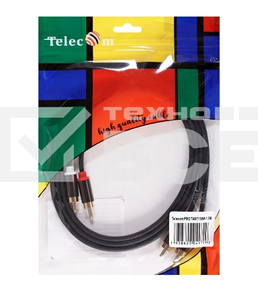 Кабель соединит 2xRCA (M) - 2xRCA (M),1.5m, TelecomPRO <TAV7158M-1.5M>
