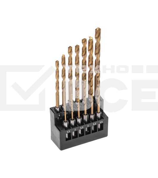 Набор сверл по металлу Kranz 1,5-6,5мм (через 0,5мм, 3,2мм, 4,8мм), HSS, ТИТАН, шестигранный хвостовик, 13 шт.