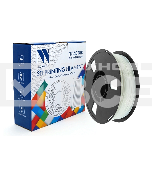 Филамент NV PRINT TPU Silk White для 3D печати белый диаметр 1.75мм длина 330 метров масса 1 кг