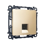Комплект механизма телефонной розетки ALFA Шампань RJ-11(4P4C) с шторкой QUANT (AP6120, VM190) MA612030, фото 1