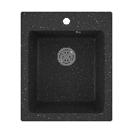 Мойка для кухни BAU Stil Black stone 42х50, выпуск с сифоном в комплекте, черный камень, фото 1
