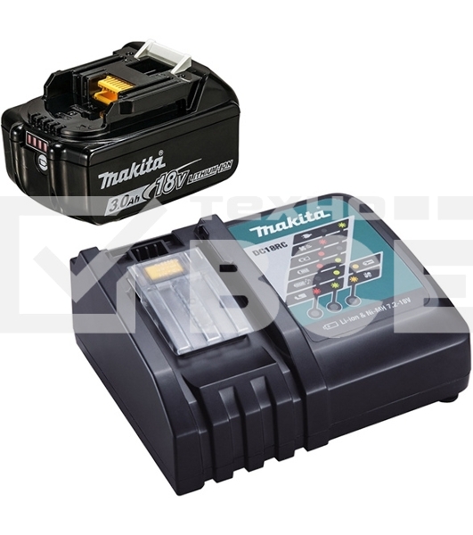 Аккумулятор Makita 191A25-2  /+з\у, DC18RC-1шт(б\зар)+BL1830B-1шт,18В,3.0Ач,Li-ion,кор