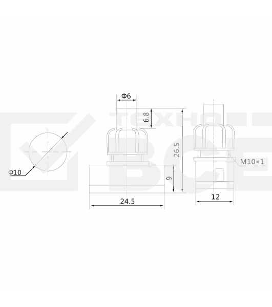 Выключатель-кнопка 250V 1А (2с) ON-OFF  белый (для настольной лампы)  Rexant