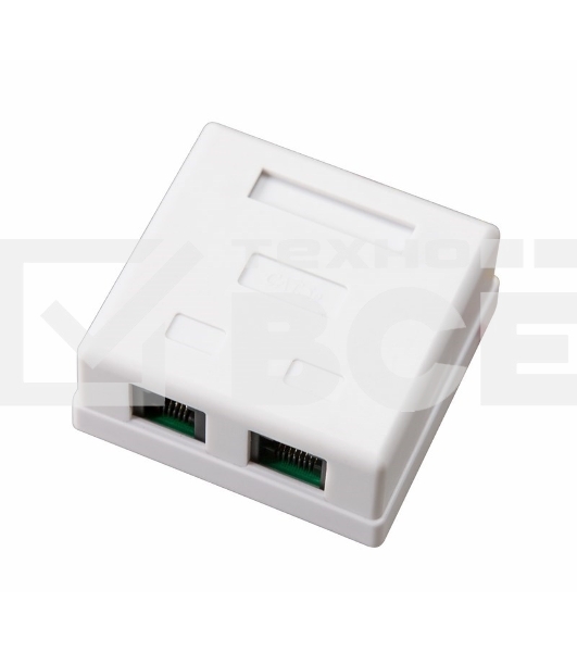 Розетка телефонная + сетевая LAN, на стену, (гнездо 8Р8С (Rj-45) + гнездо 6Р-4С (RJ-11))